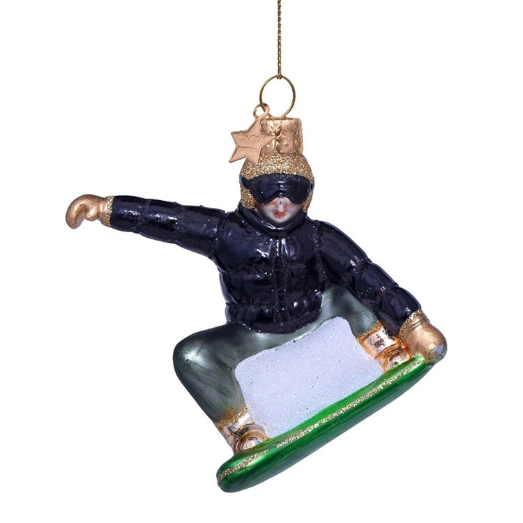 Glass Snowboarder Ornament