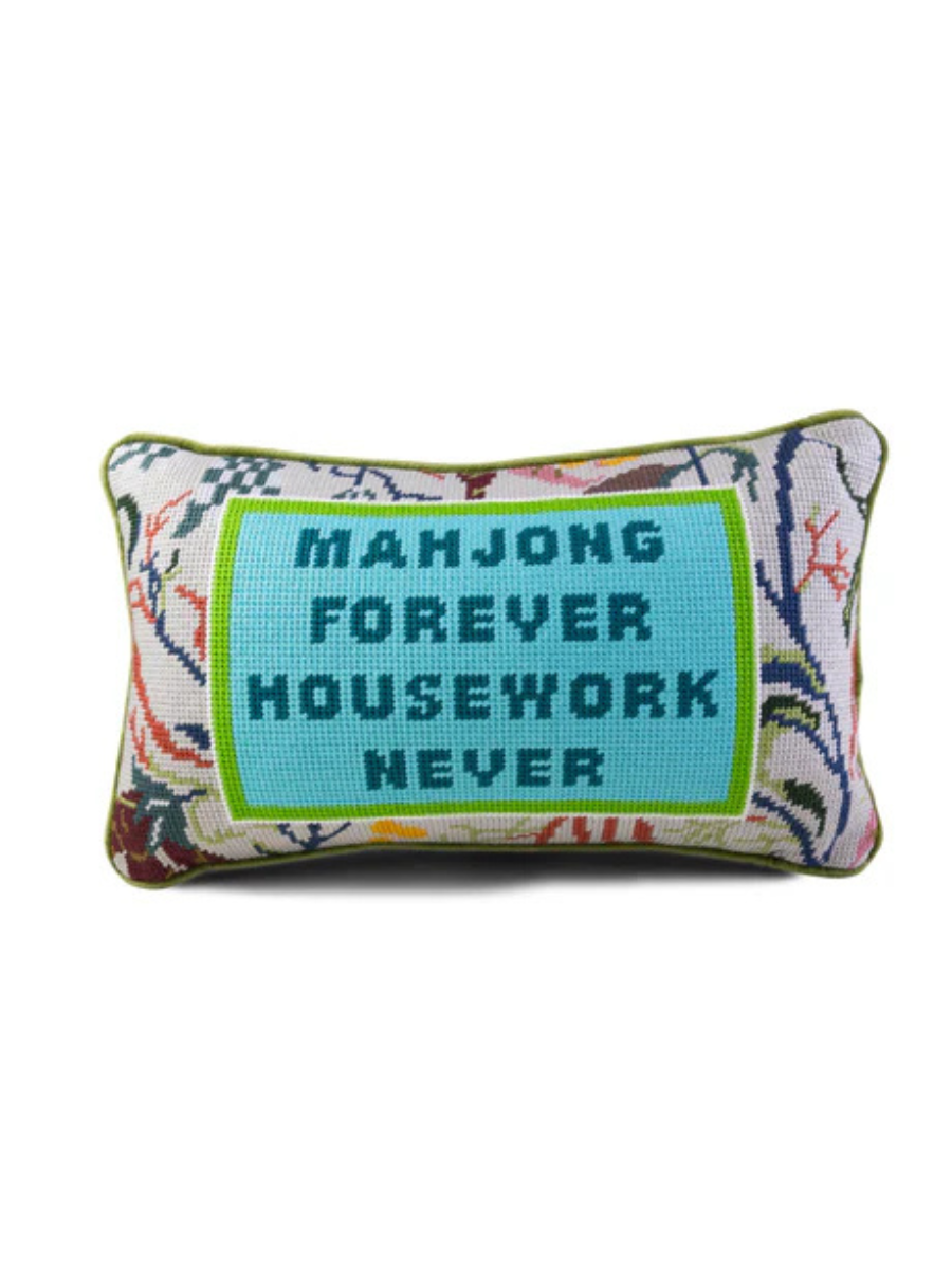 Mahjong Needlepoint Pillow