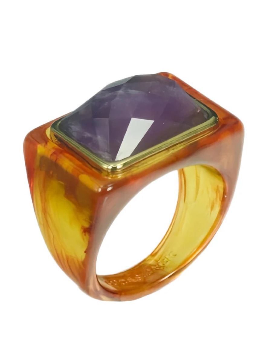 Firestone Resin Amethyst Ring