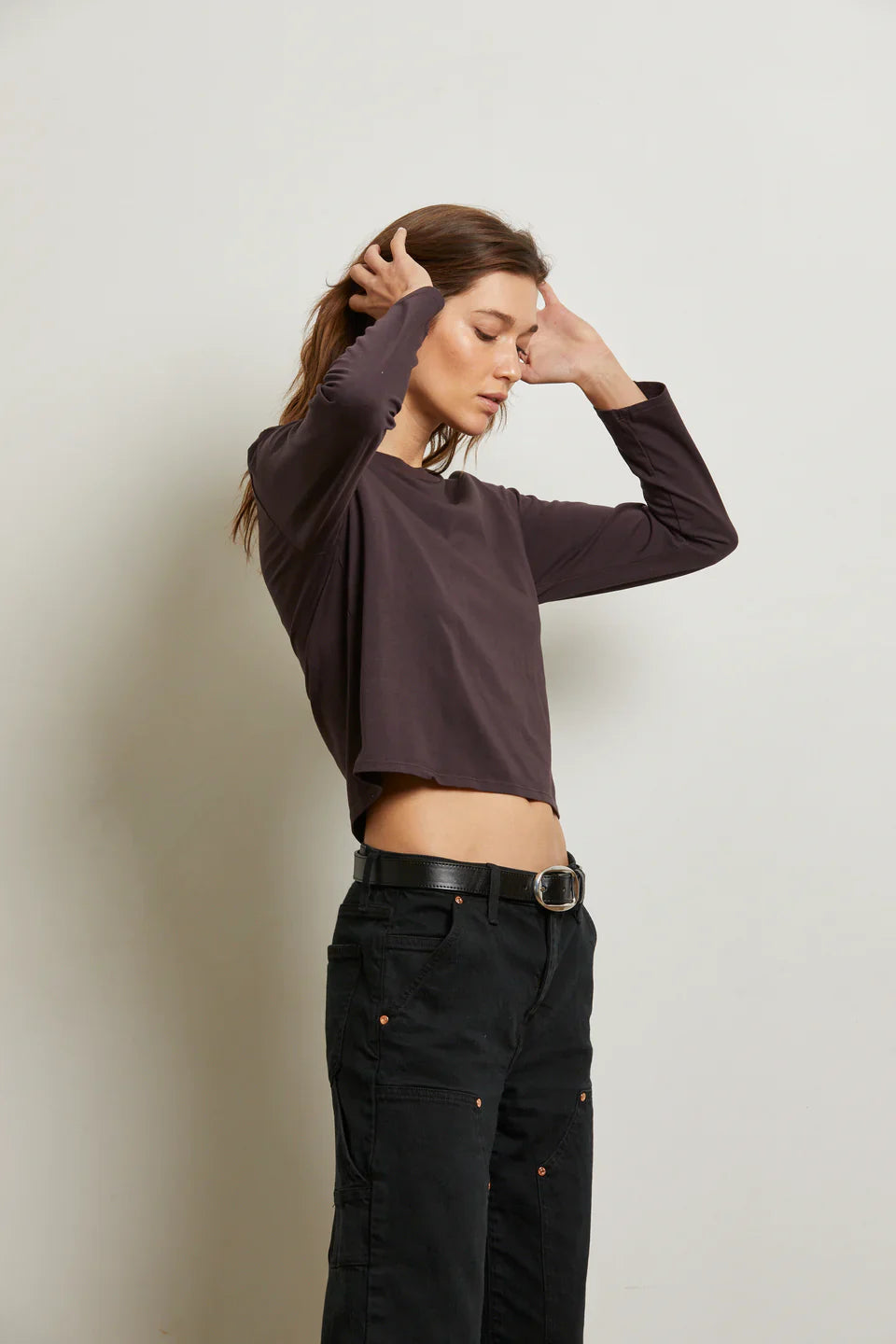 Bruce Long Sleeve Tee in Cocoa