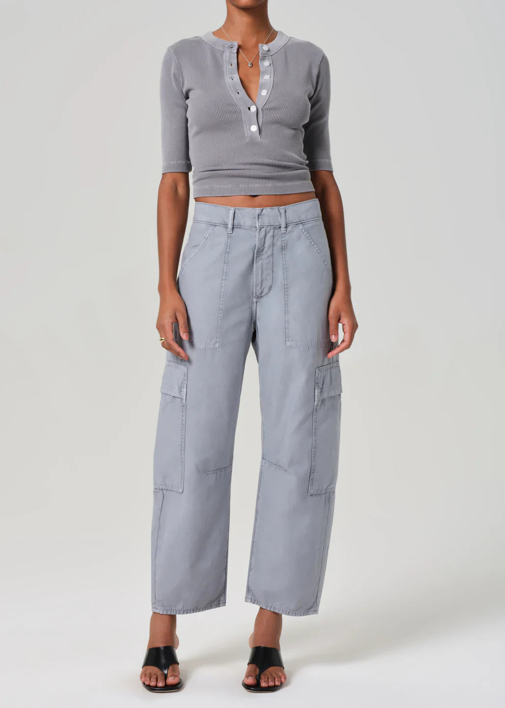 Marcelle Low Slung Cargo Sateen in Hematite