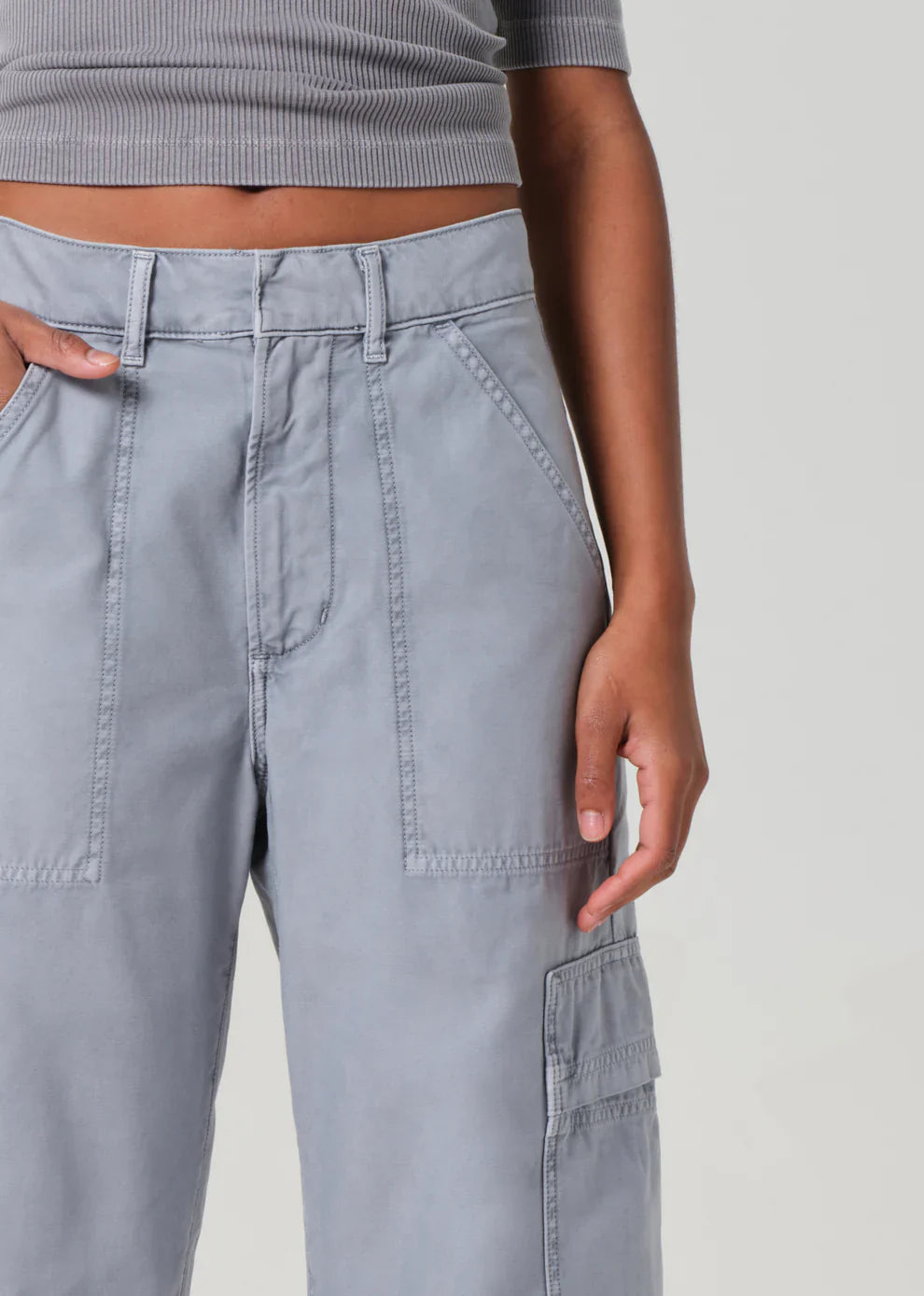 Marcelle Low Slung Cargo Sateen in Hematite