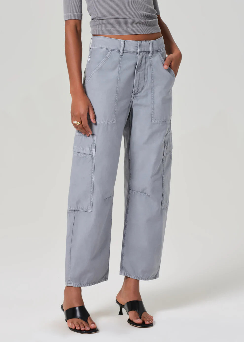 Marcelle Low Slung Cargo Sateen in Hematite