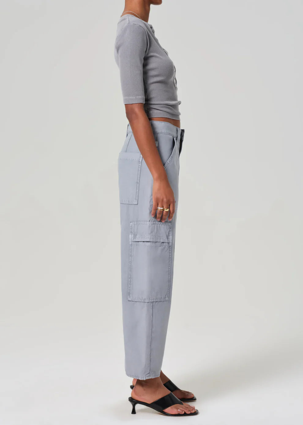 Marcelle Low Slung Cargo Sateen in Hematite