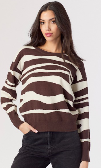 Zebra Two Tone Crew in Chocolate