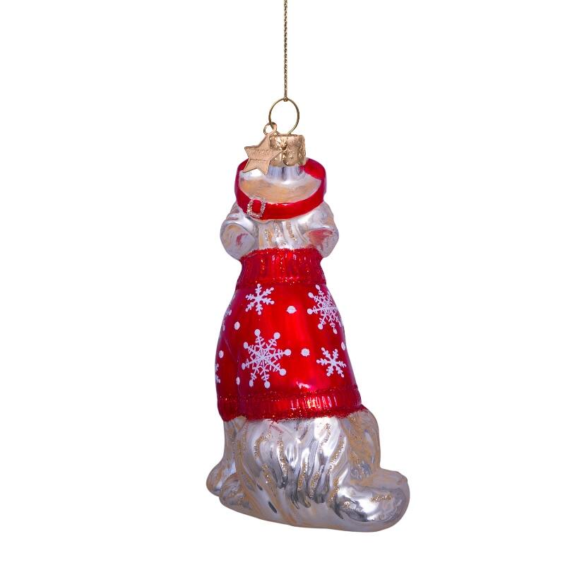 Glass Blond Golden Retriever w/ Red Ski Jacket Ornament