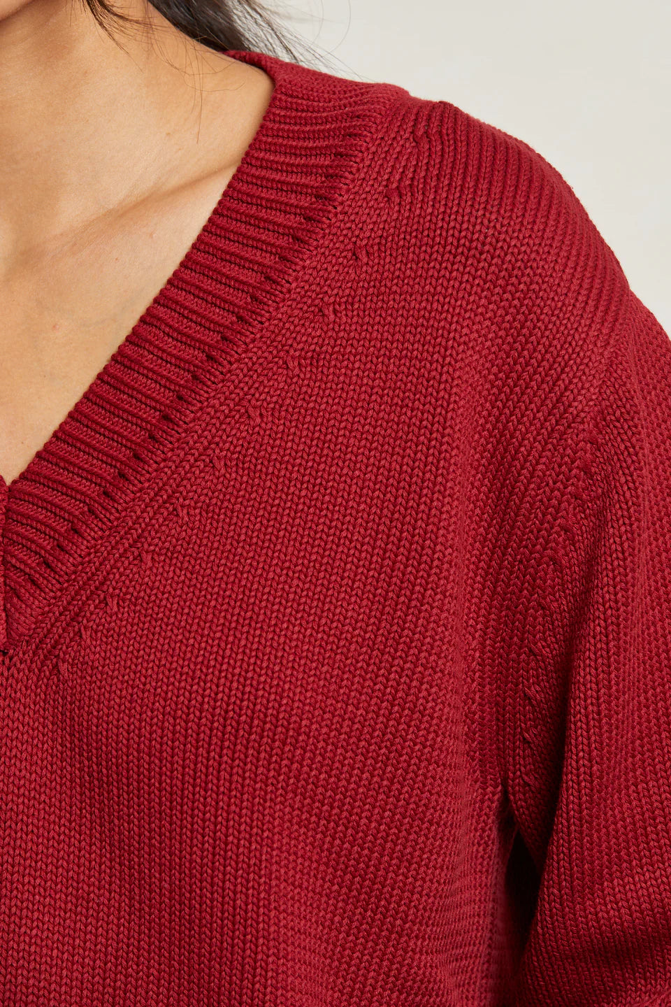 Addie Oversized V-Neck Sweater in Maple