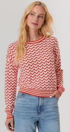 Chevron Stripe Crew in Orange