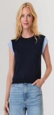 Cap Sleeve Crew in Navy
