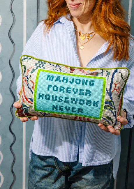 Mahjong Needlepoint Pillow