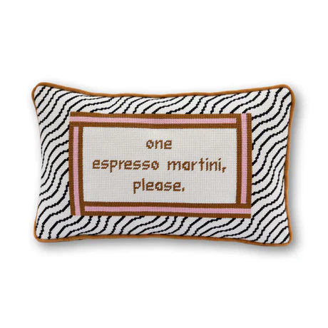Espresso Martini Needlepoint Pillow