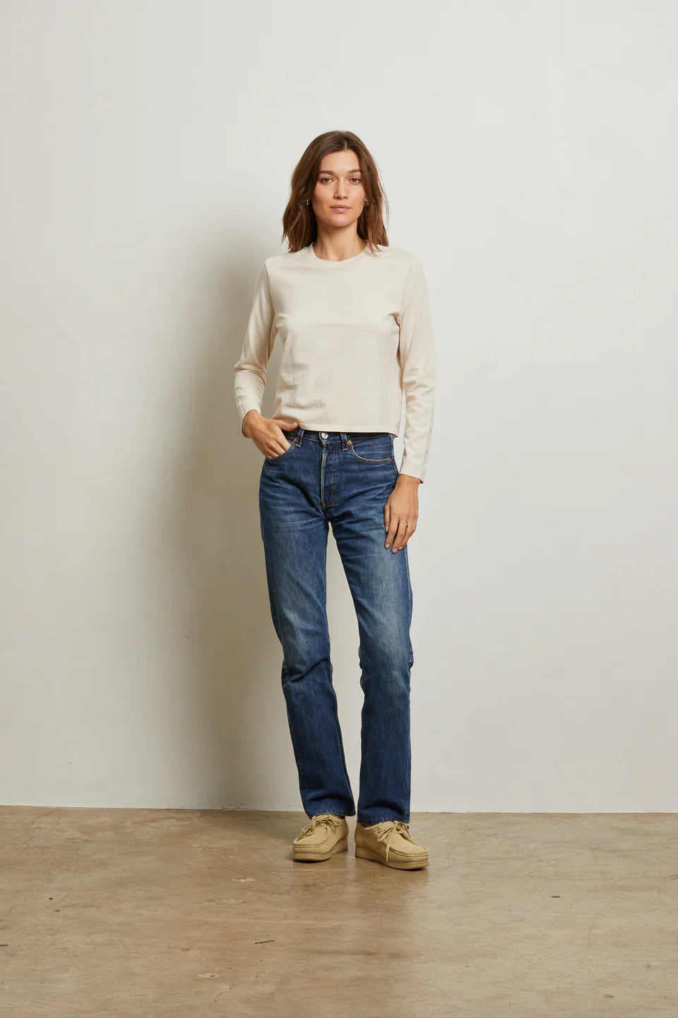 Bruce Long Sleeve Tee in Sugar