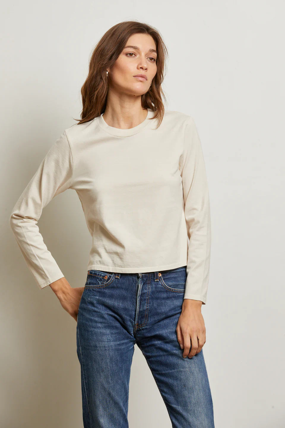 Bruce Long Sleeve Tee in Sugar