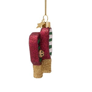 Glass Red Green Pickleball Ornament