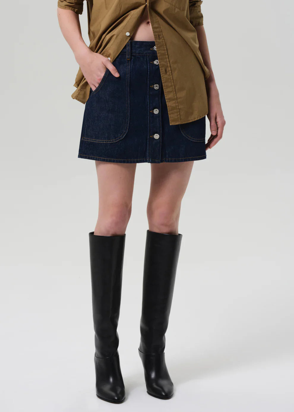 Curved Pocket Mini Skirt in Amherst