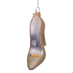 Glass Gold Glitter High Heel Shoe Ornament