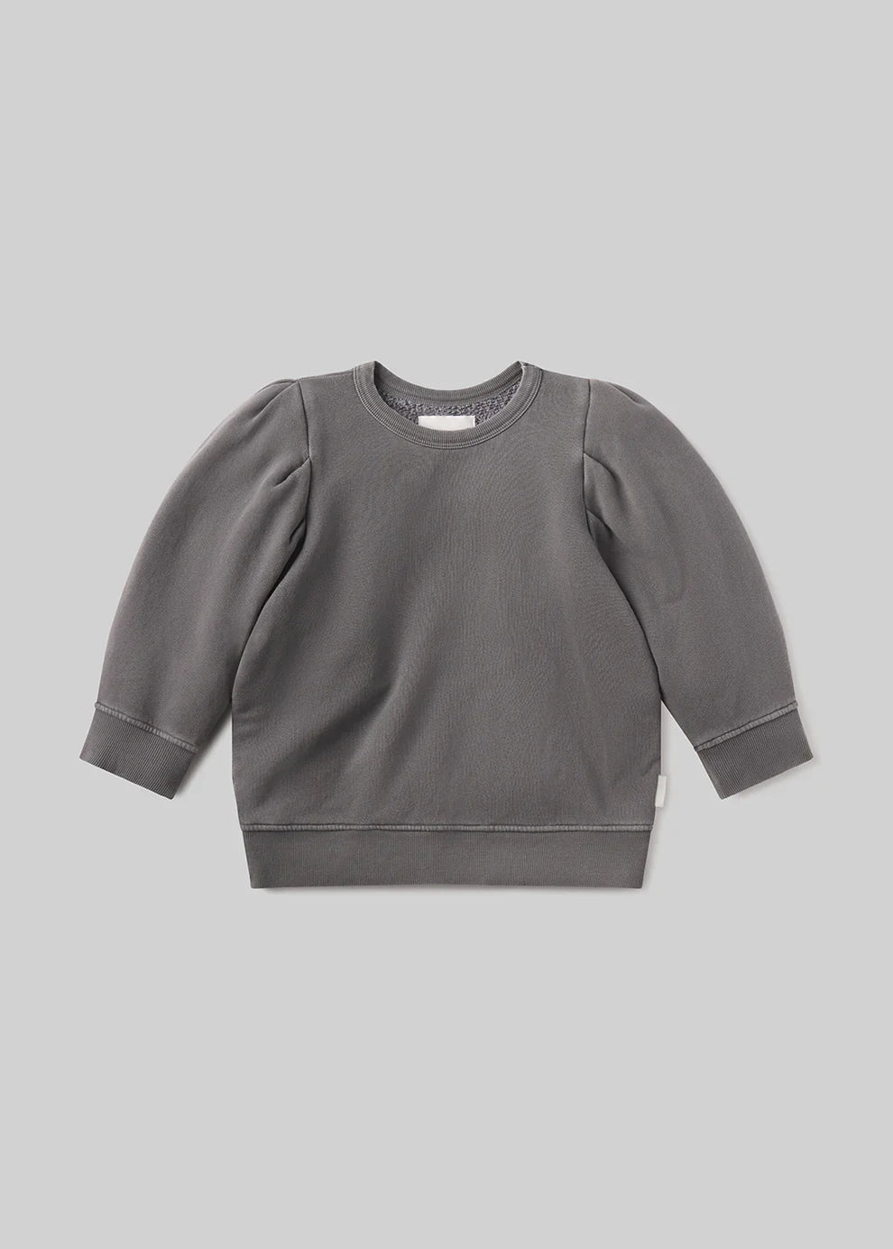 Pleated Short Sleeve Crew in Dark Grey