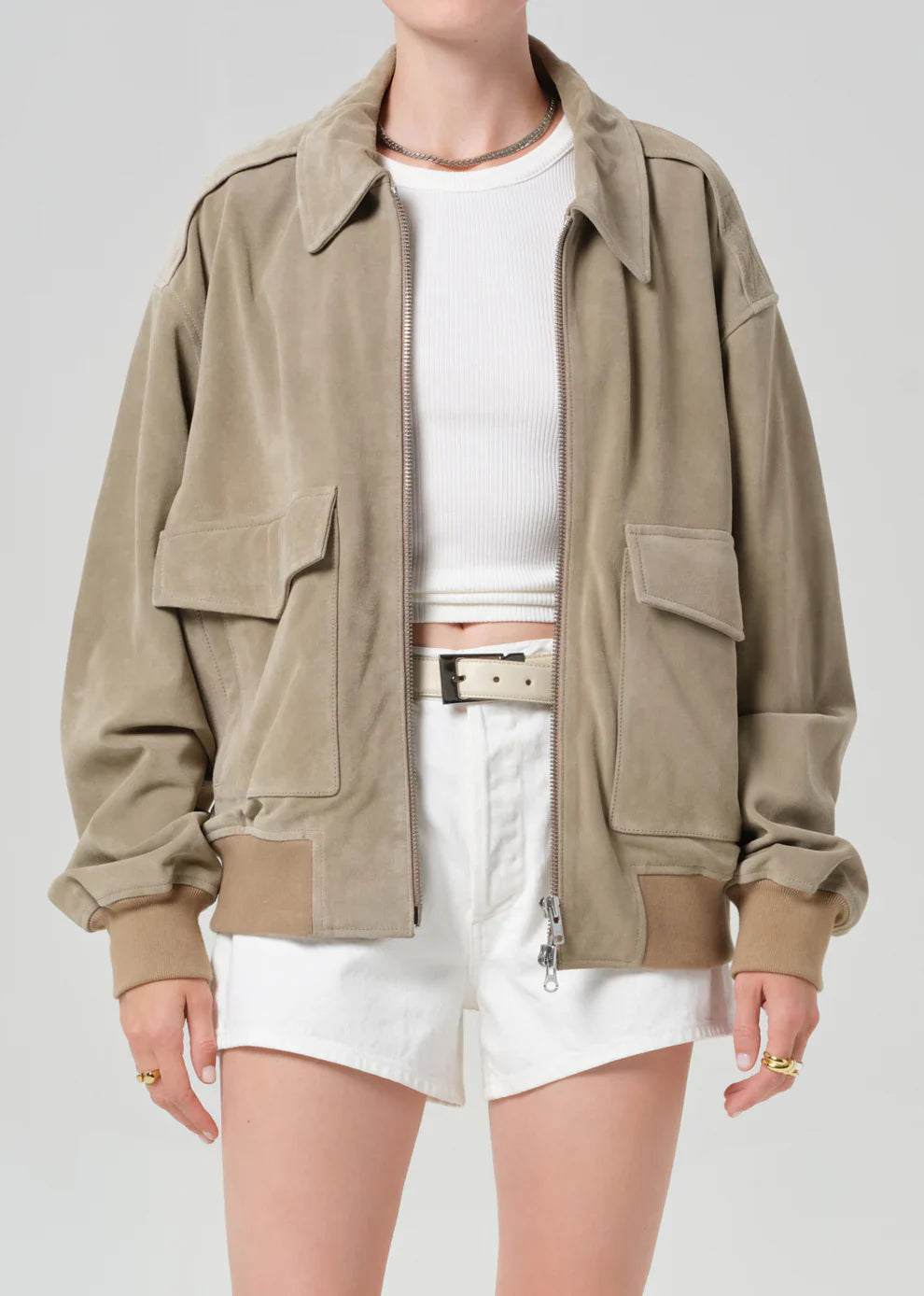 Vivienne Suede Jacket in Deep Olive