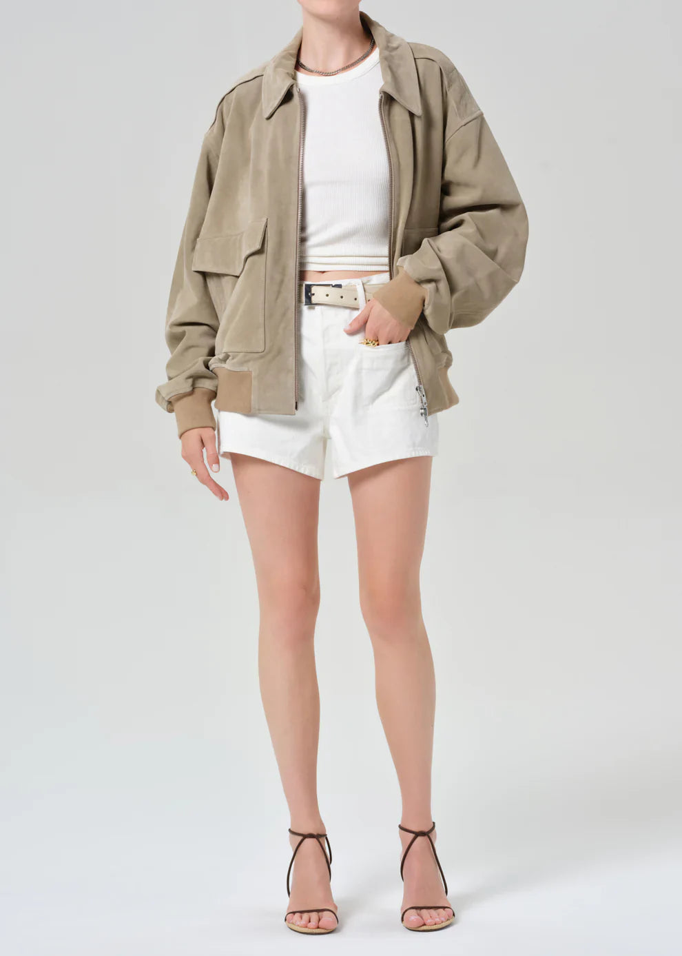 Vivienne Suede Jacket in Deep Olive