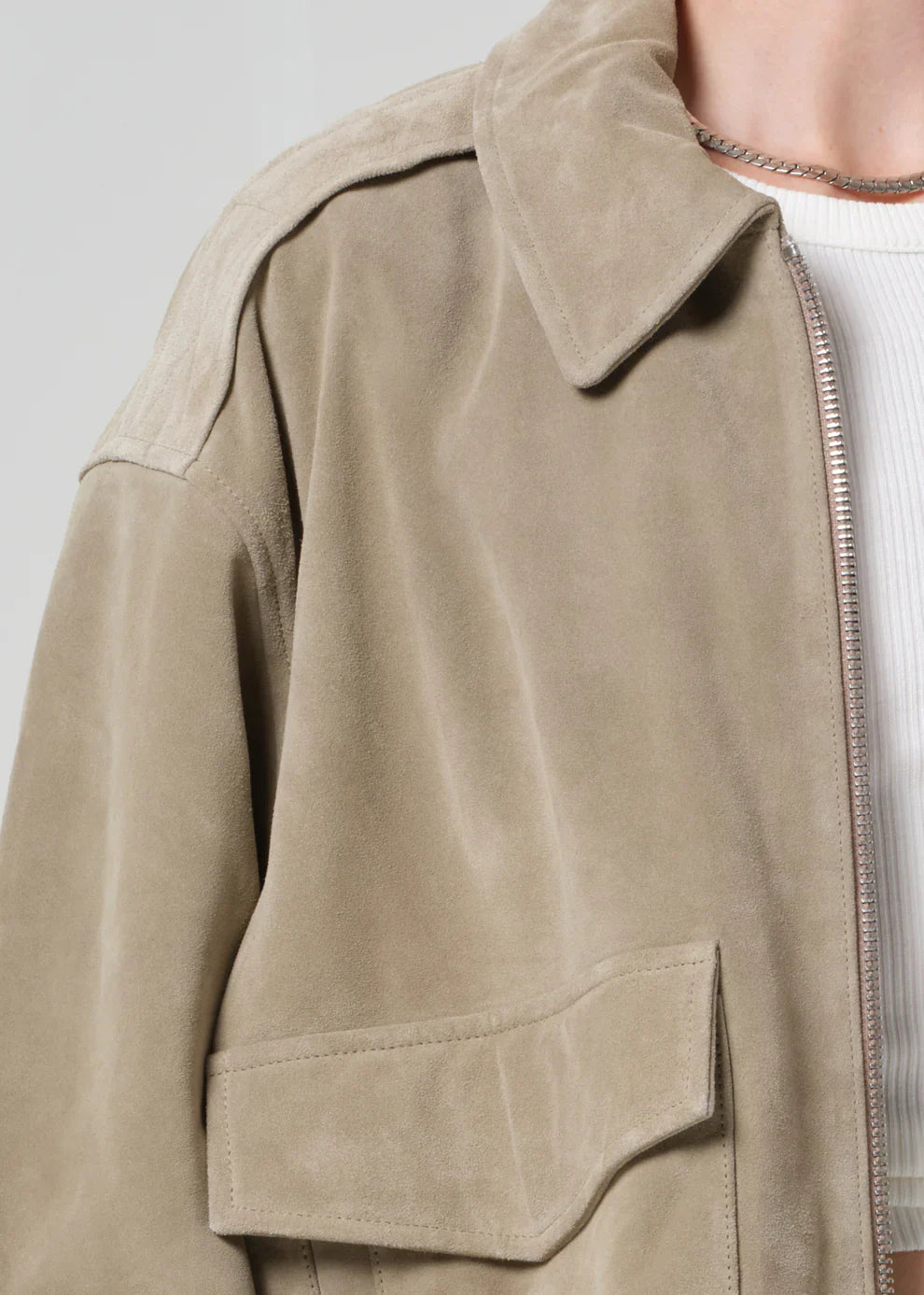 Vivienne Suede Jacket in Deep Olive