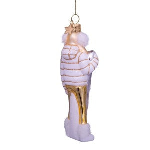 Glass White Ski Lady Ornament