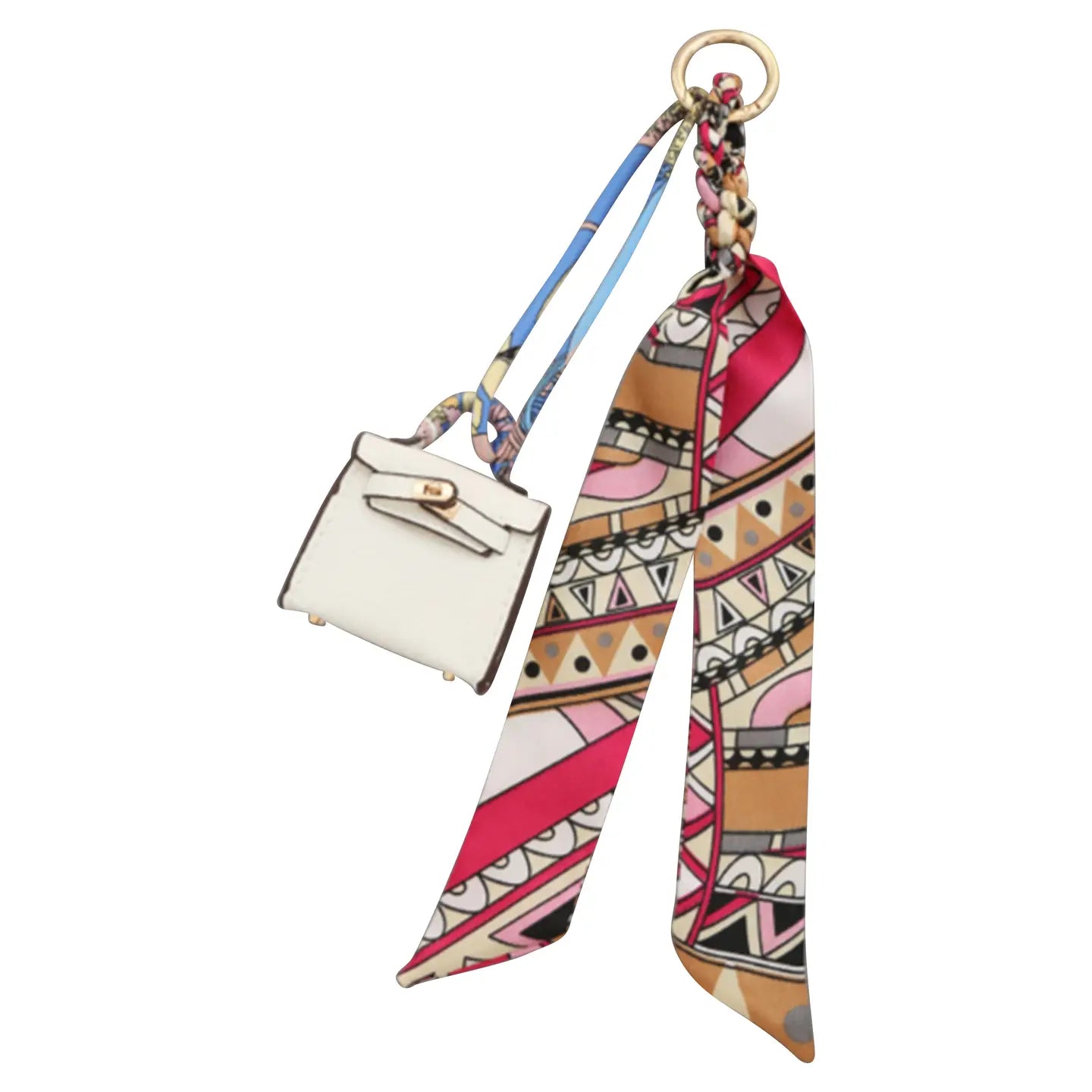 Mini Designer Bag Charm in White