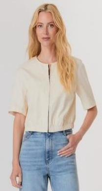 Cropped Short Sleeve Jacket in Ecru