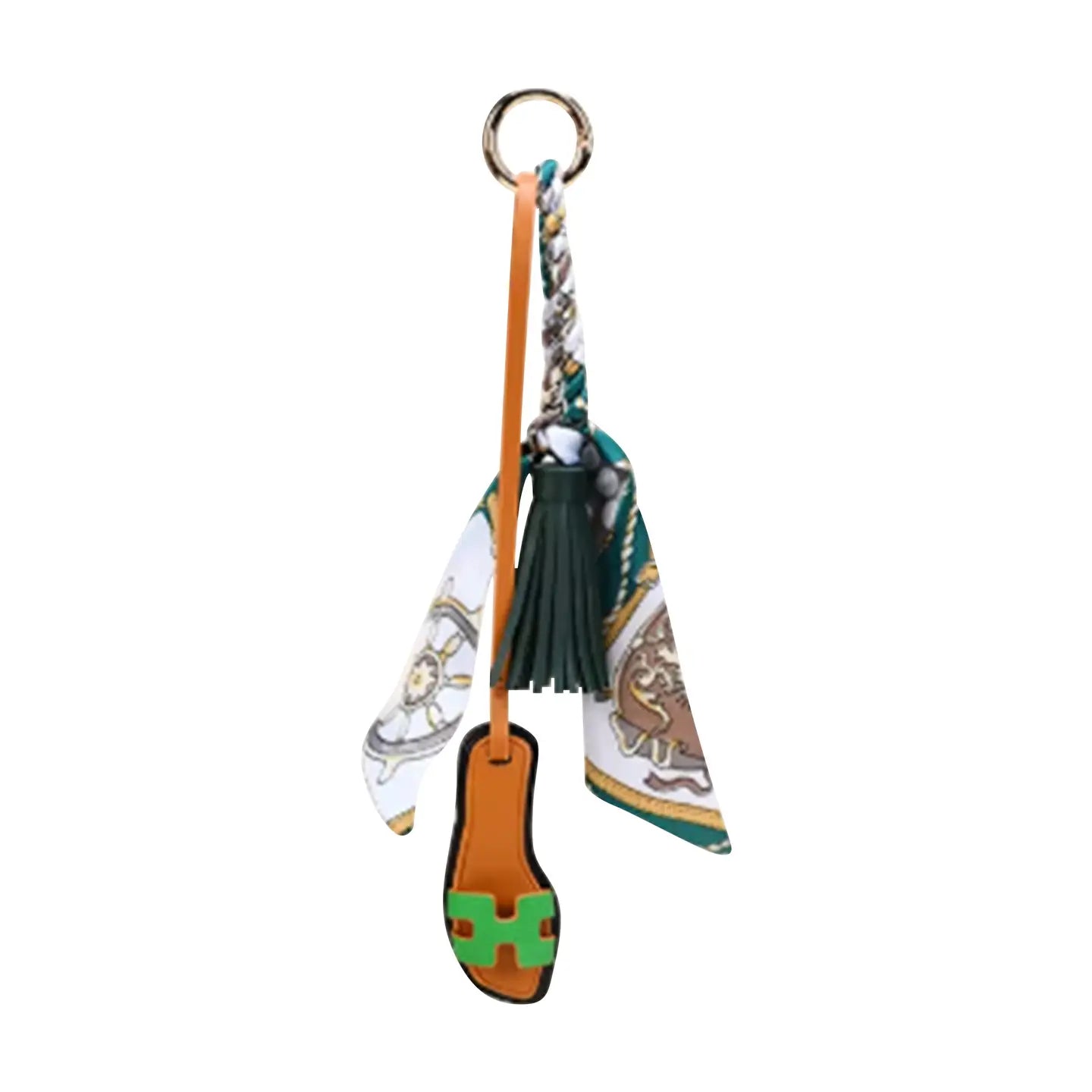 Designer Sandal w/ Scarf Bag Charm in Green