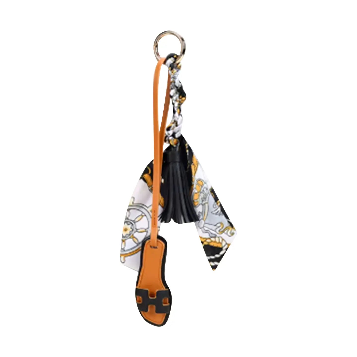 Designer Sandal w/ Scarf Bag Charm in Black