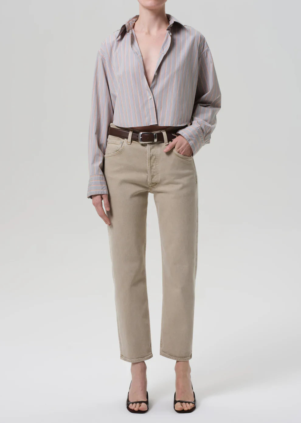 Ana Cropped Shirt in Noble Stripe