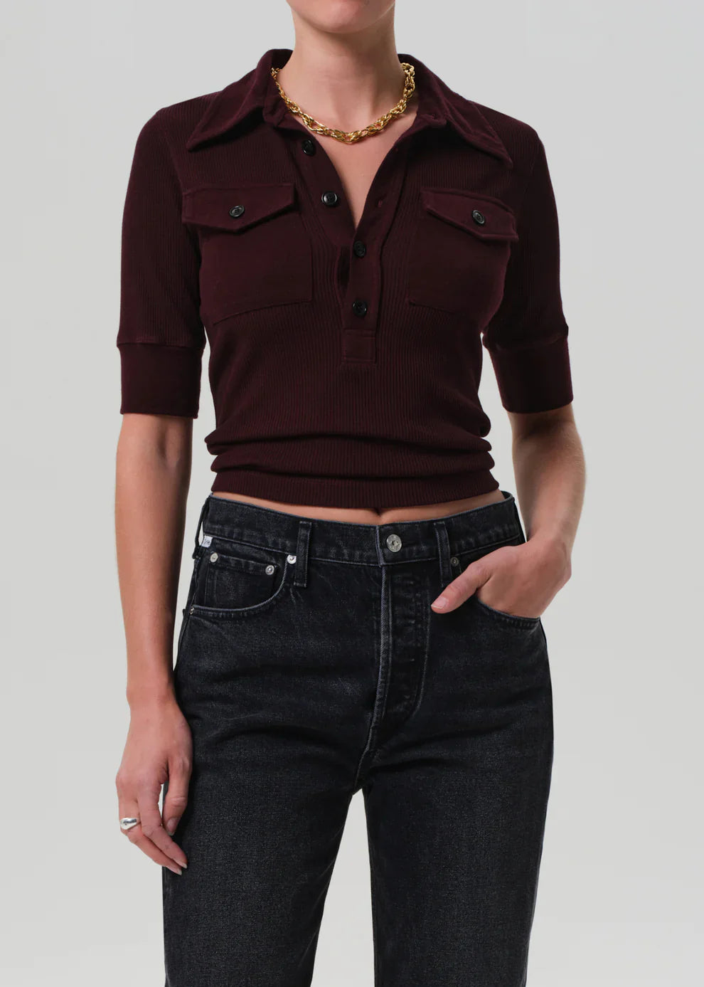 Amina Polo Shirt in Mahogany