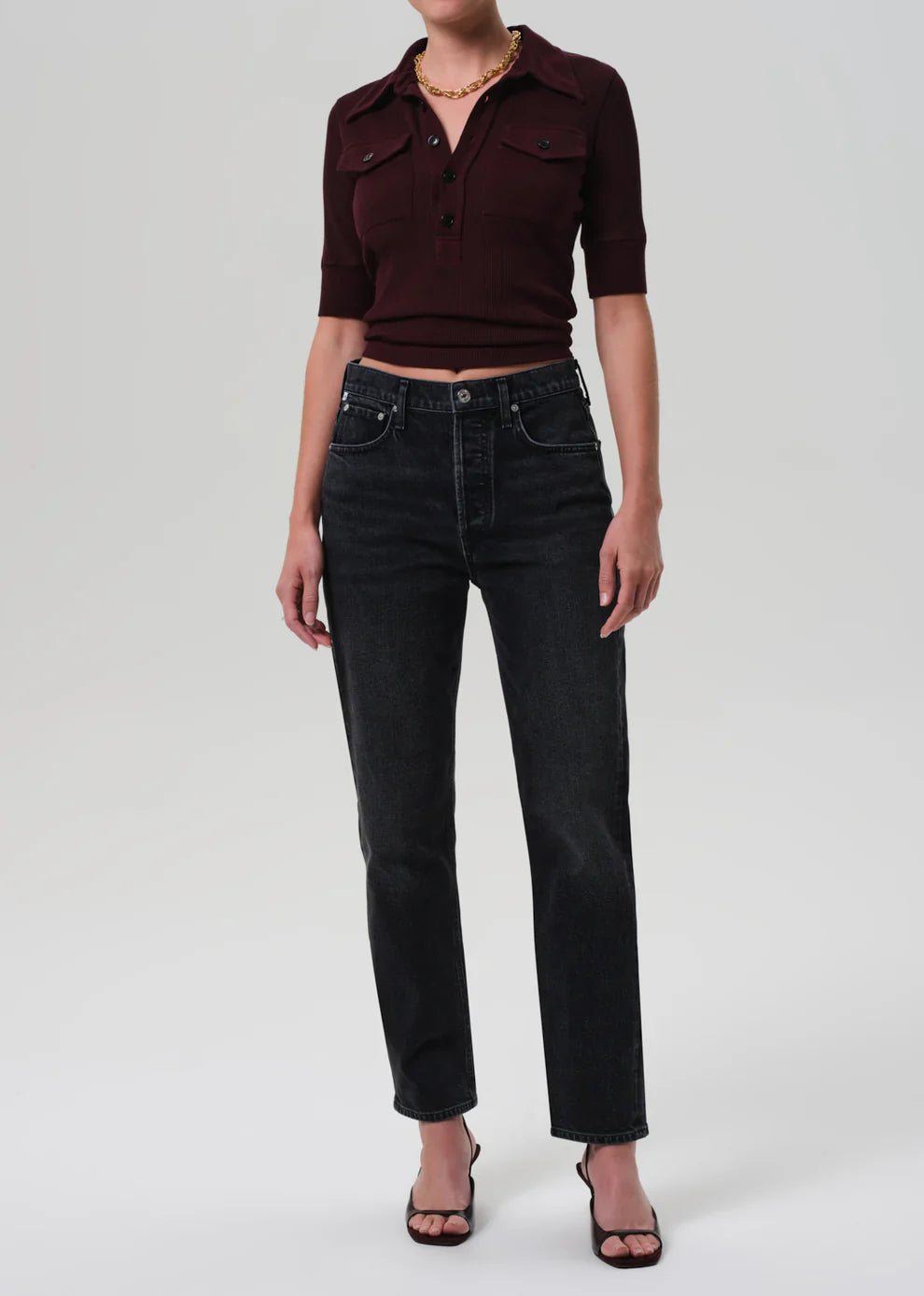 Amina Polo Shirt in Mahogany