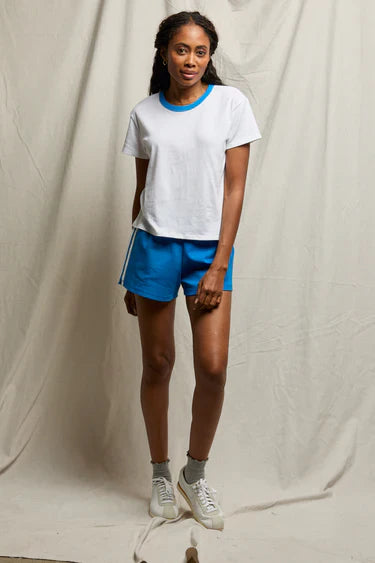 Billie Tee in White/Cobalt