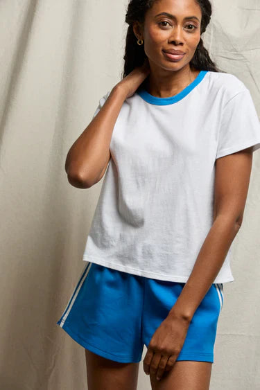 Billie Tee in White/Cobalt