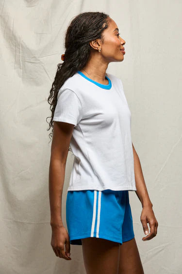 Billie Tee in White/Cobalt