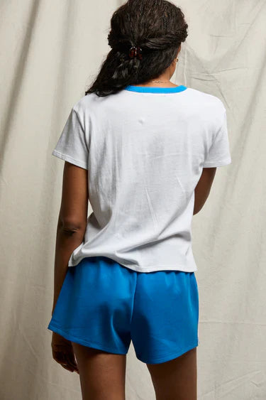 Billie Tee in White/Cobalt