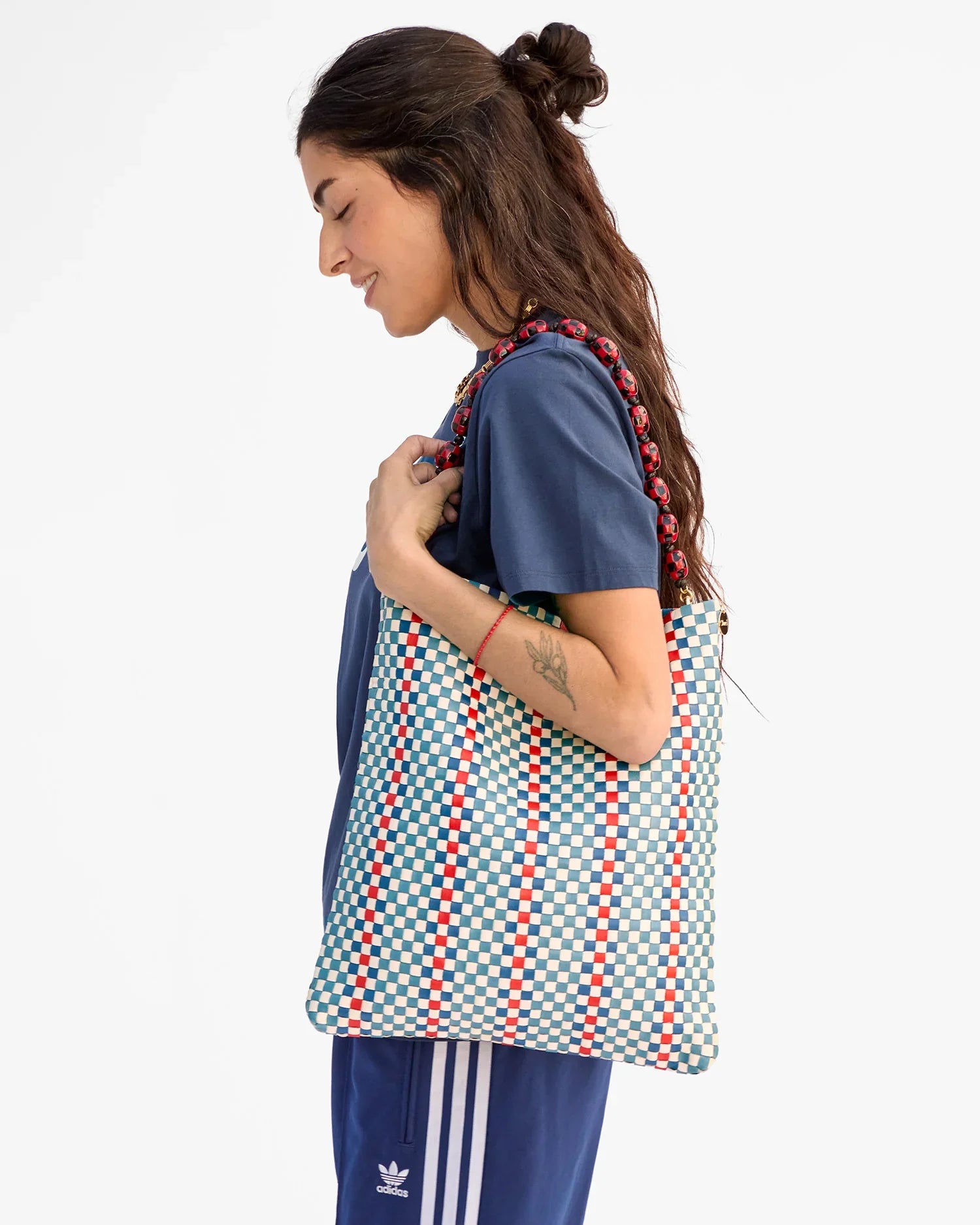 Shortie Strap in Black/Red Checker