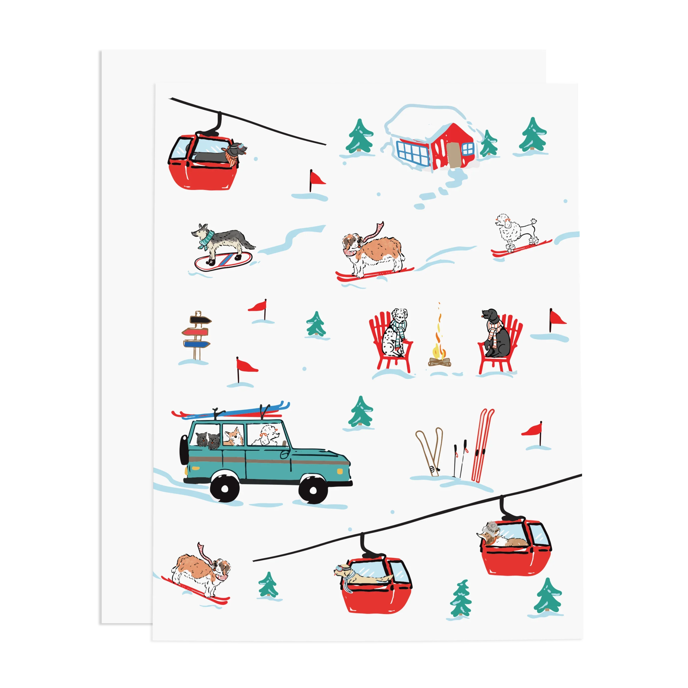 Ski Dogs Boxed Set of 8 Greeting Cards