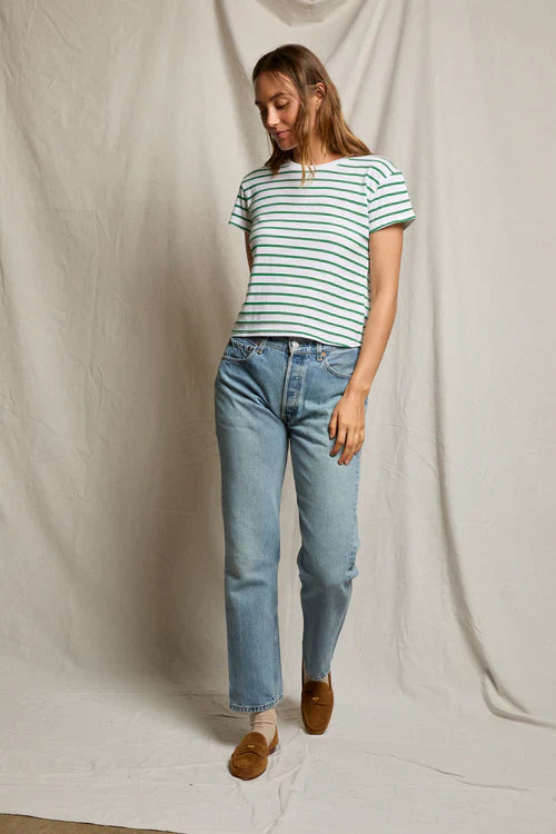 Everett Stripe Tee in Grass Stripe