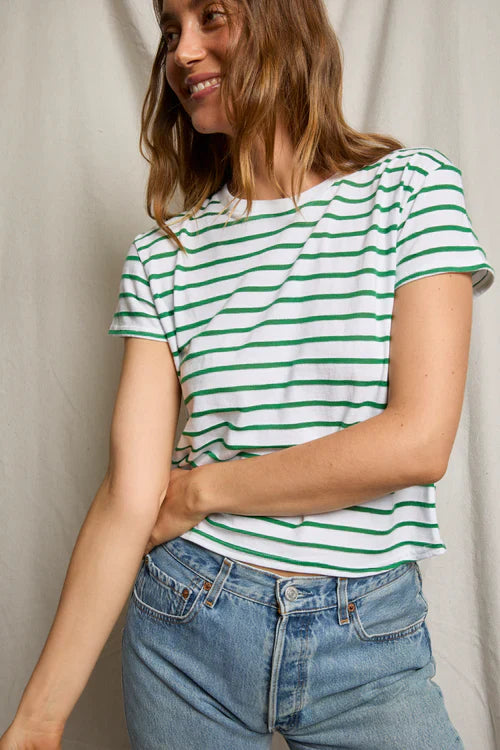 Everett Stripe Tee in Grass Stripe