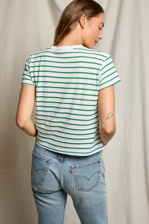 Everett Stripe Tee in Grass Stripe
