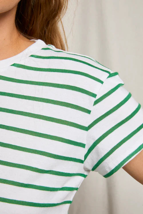 Everett Stripe Tee in Grass Stripe