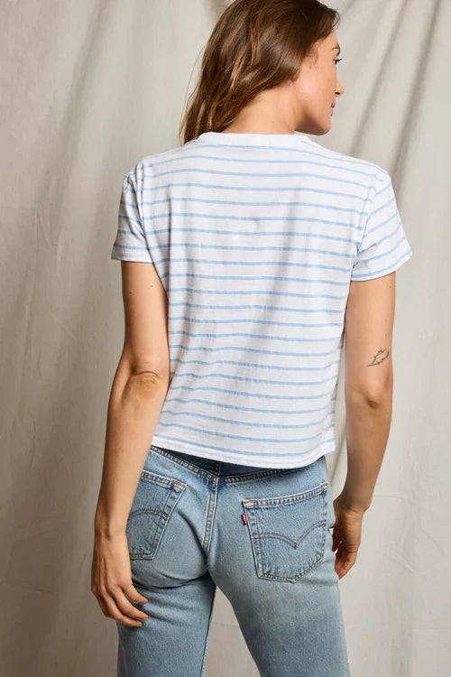 Everett Stripe Tee in Powder Blue Stripe