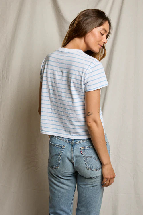 Everett Stripe Tee in Powder Blue Stripe