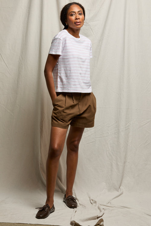 Everett Stripe Tee in Pink Stripe