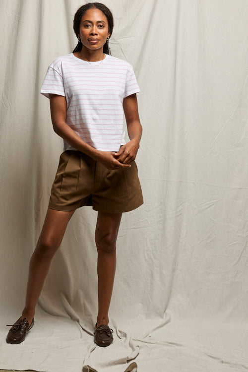 Everett Stripe Tee in Pink Stripe