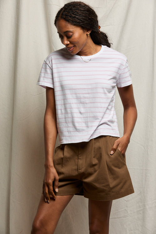 Everett Stripe Tee in Pink Stripe