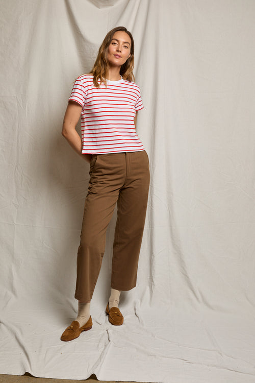 Everett Stripe Tee in Tomato Stripe