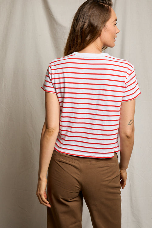 Everett Stripe Tee in Tomato Stripe