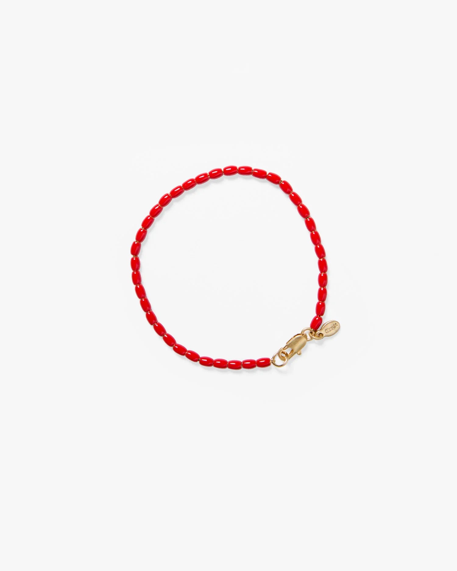 Enamel Barrel Chain Bracelet in Poppy